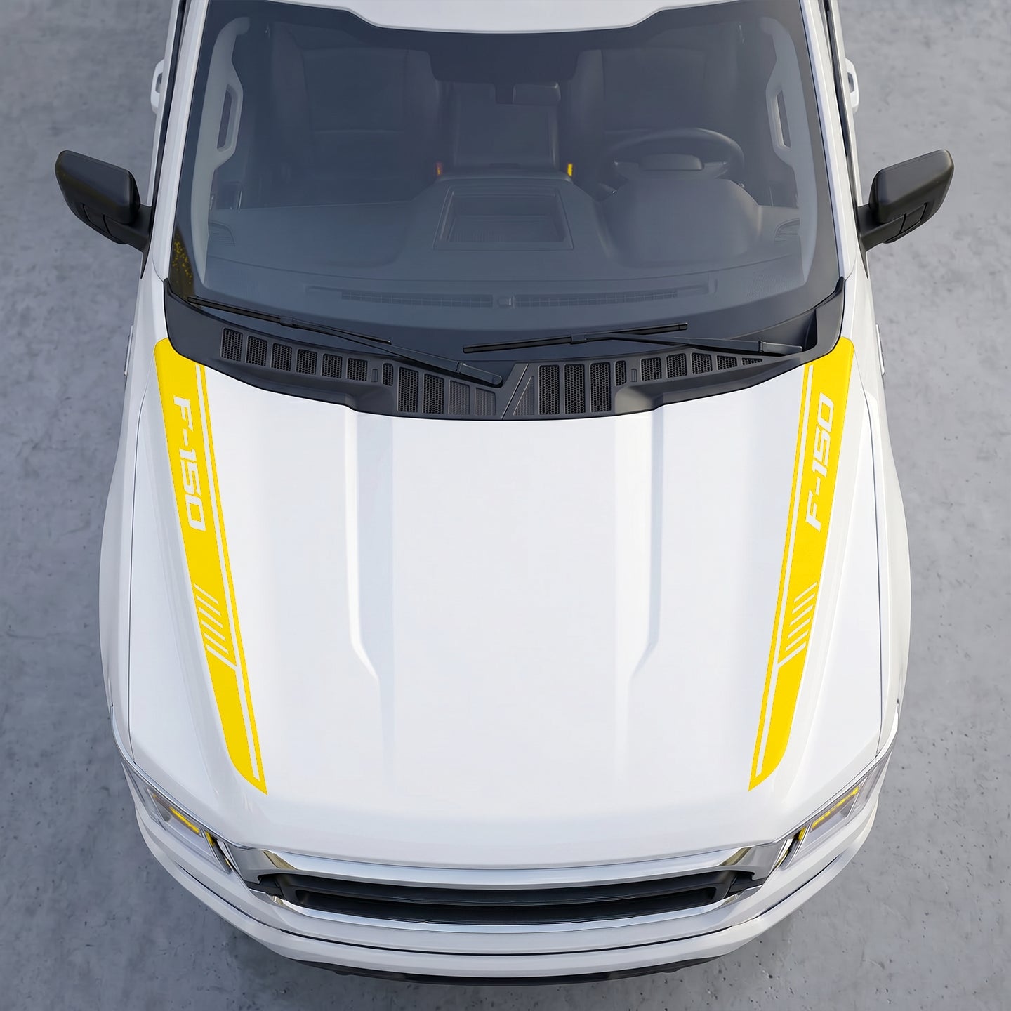 Hood Panel Decal/Sticker - Cowl Stripes with Hash Marks – Dual Side Outer Hood Vinyl Decals Graphic Kit - For Ford F-150 F150 2015-2020 - Premium Vinyl