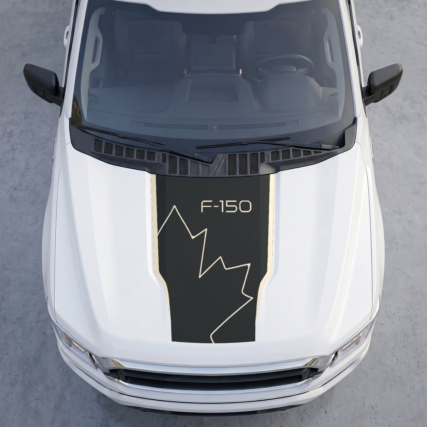 Hood Panel Decal/Sticker - Distressed Maple Leaf Hood Decal – Minimalist Line Canada Flag Graphic Graphic Kit - For Ford F-150 F150 2015-2020 - Premium Vinyl