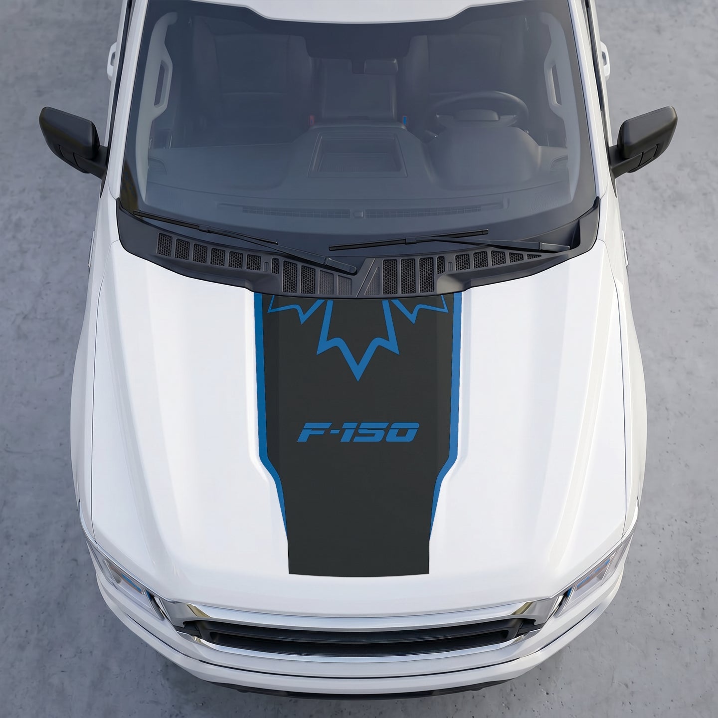 Hood Panel Decal/Sticker - Stealth Maple Leaf Crest Hood Decal – Top-Border Outline Vinyl Wrap Graphic Kit - For Ford F-150 F150 2015-2020 - Premium Vinyl