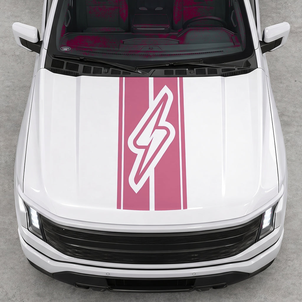 Hood Panel Decal/Sticker - Triple Stripes Electric Graphic Decal Graphic Kit - For FORD F-150 2015-2020 - Premium Vinyl