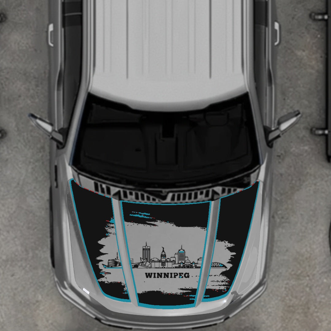 Hood Panel Decal/Sticker - Winnipeg - Cut - Border Graphic Kit - For Ford F-150 2020-2026 - Premium Vinyl