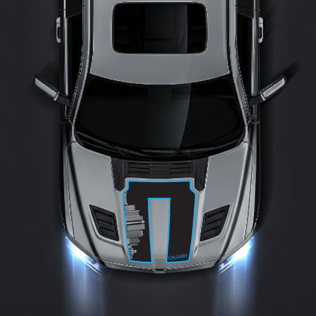 Hood Panel Decal/Sticker - Calgary Skyline - Cut - Border Graphic Kit - For Dodge RAM 1500 2019-2025 - Premium Vinyl