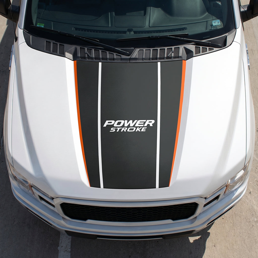 Hood Panel Decal/Sticker - Power Stroke Graphic Decal Graphic Kit - For Ford F-150 2015-2020 - Premium Vinyl