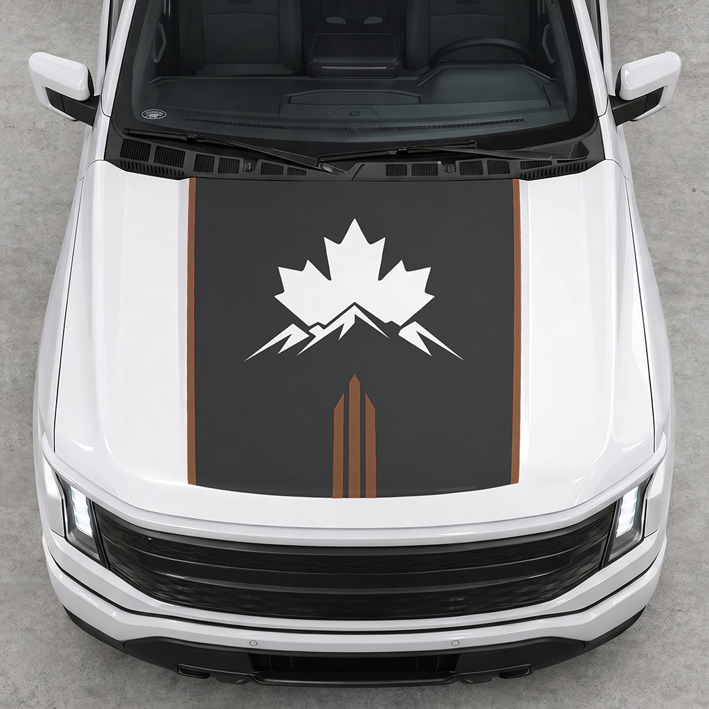 Hood Panel Decal/Sticker - Maple and Mountain Graphic Decal Graphic Kit - For Ford F-150 2015-2020 - Premium Vinyl