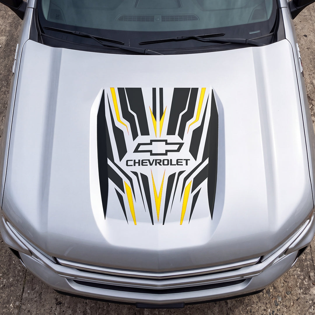 Hood Panel Decal/Sticker - Speed Cut Graphic Decal Graphic Kit - For Chevrolet Silverado 2019-2024 - Premium Vinyl