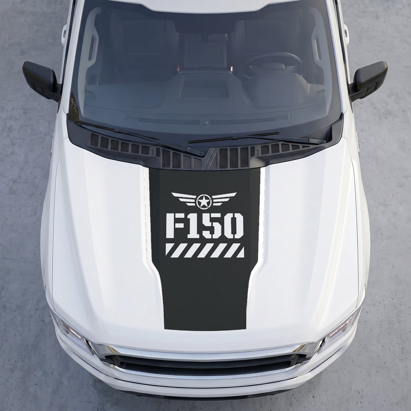 Hood Panel Decal/Sticker - Military Shield Hood Decal – Star Wings Emblem Vinyl Wrap Graphic Kit - For Ford F-150 F150 2015-2020 - Premium Vinyl