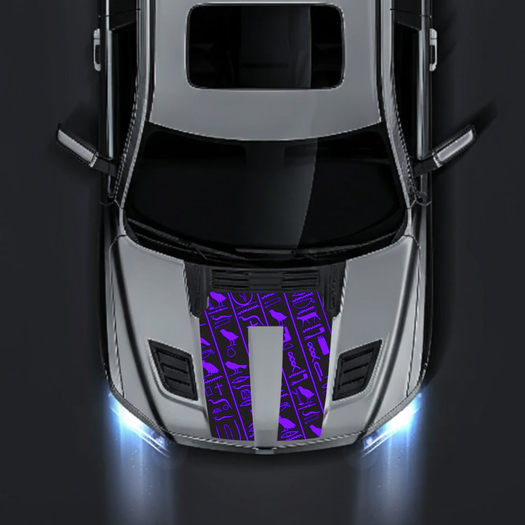 Performance Hood Panel Decal/Sticker - Egyptian Hieroglyphs Graphic Kit - For Dodge RAM 1500 2019-2025 - Premium Vinyl