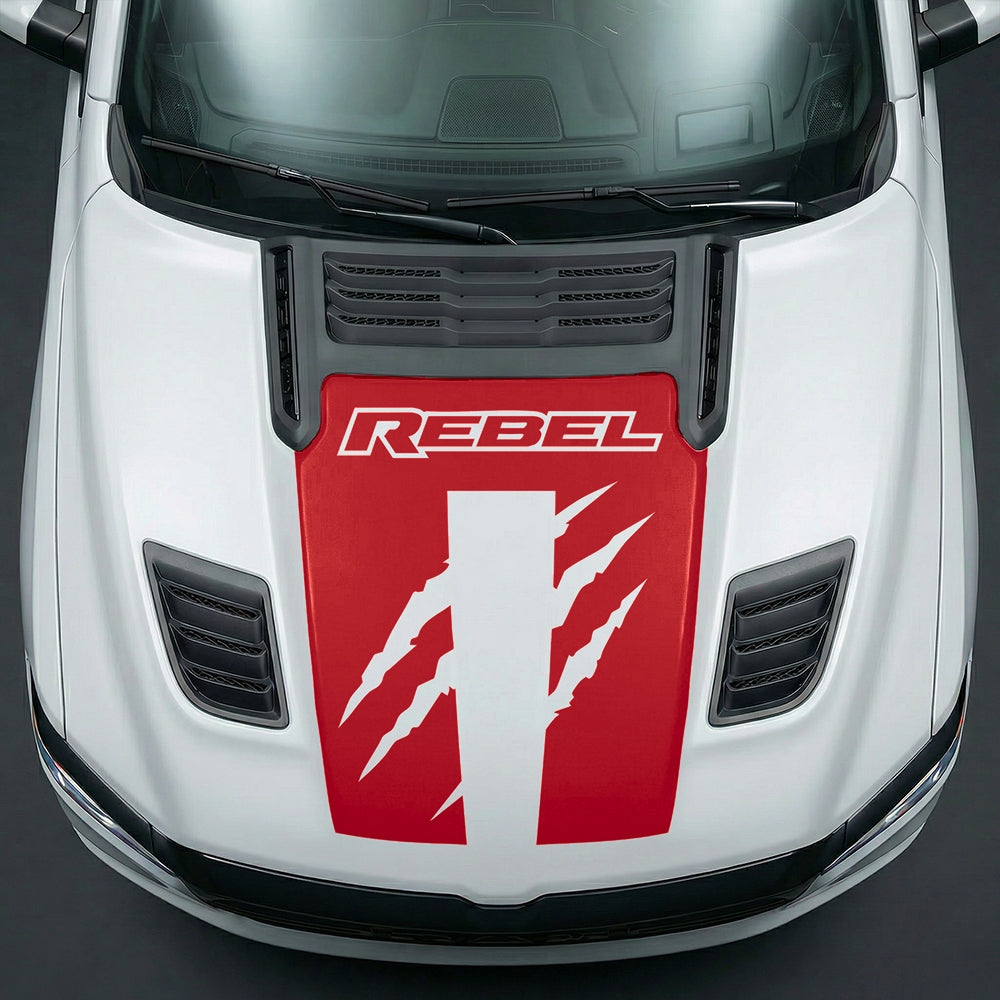 Hood Panel Decal/Sticker - Fierce REBEL Monster Slash Graphic Kit - For Dodge Ram 2019-2025 - Premium Vinyl