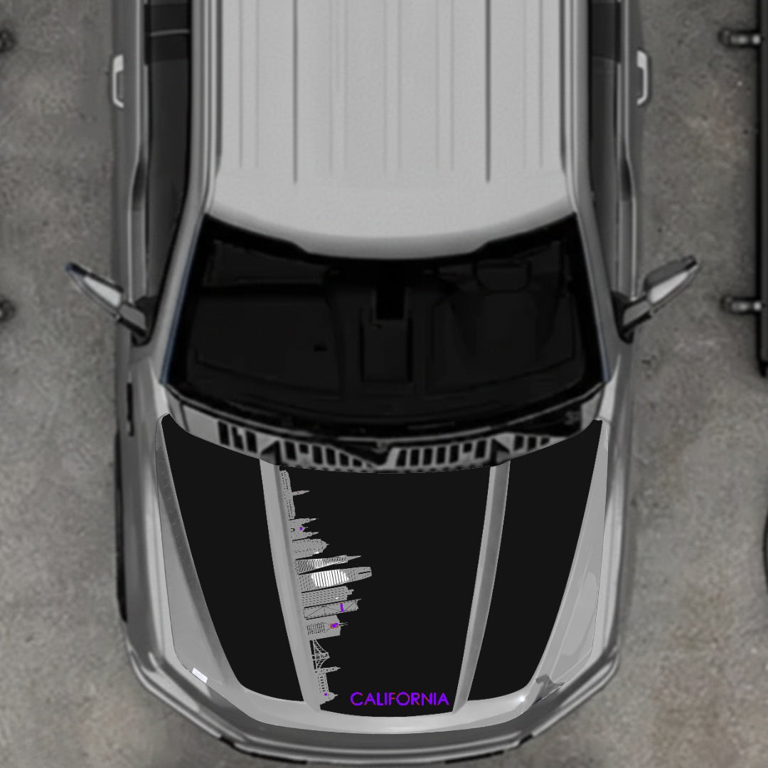 Hood Panel Decal/Sticker - California Skyline - Cut Graphic Kit - For Ford F-150 2020-2026 - Premium Vinyl