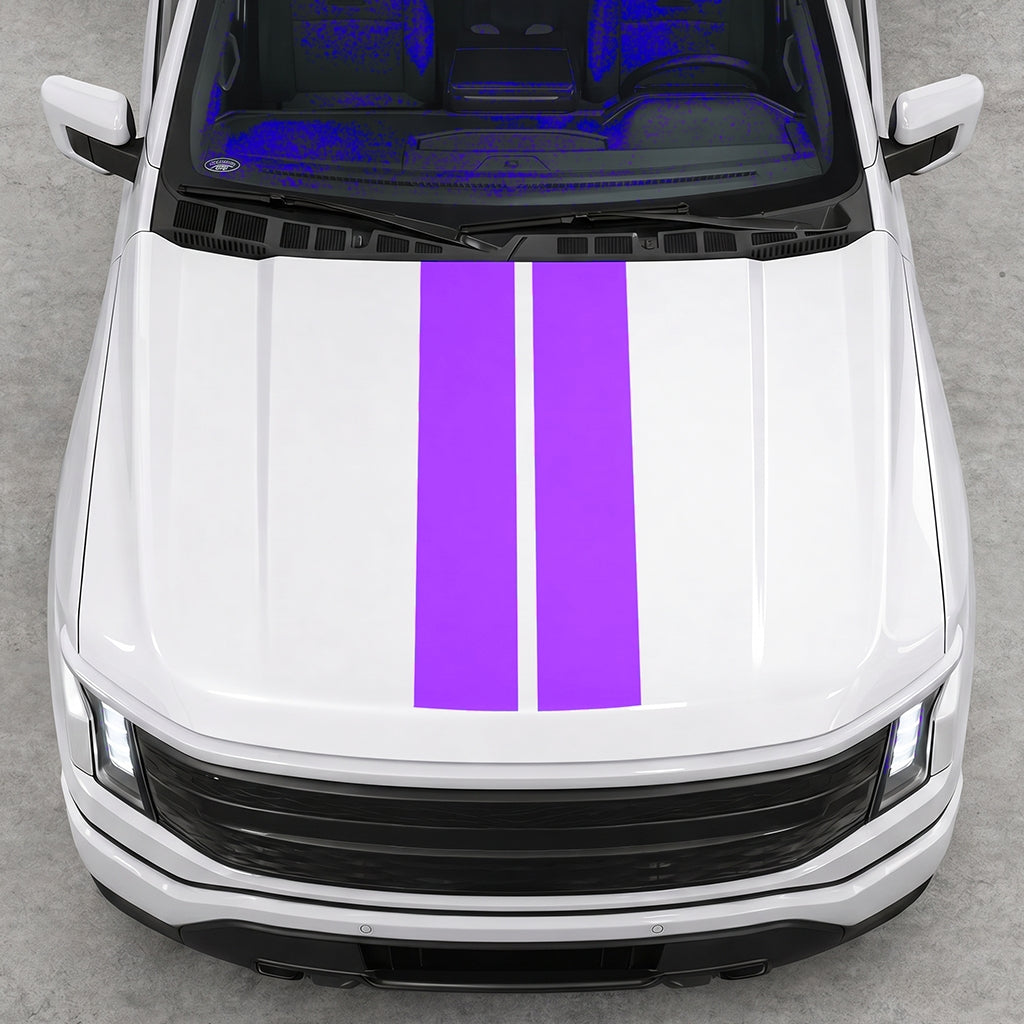 Hood Panel Decal/Sticker - Cut Double Stripes Graphic Decal Graphic Kit - For FORD F-150 2015-2020 - Premium Vinyl