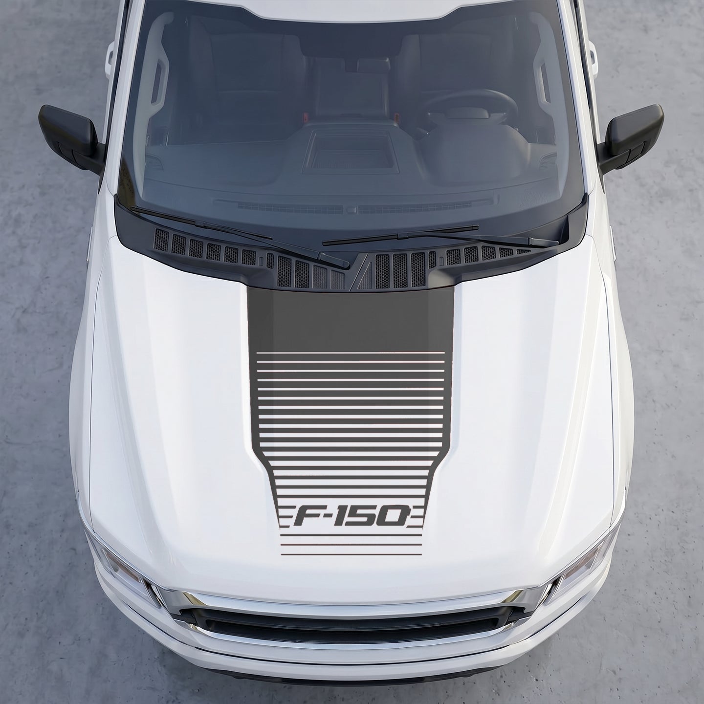 Hood Panel Decal/Sticker - Speedline Fade Hood Decal Wrap – Solid Center Shield with Horizontal Louver Stripe Grille Graphic Kit - For Ford F-150 F150 2015-2020 - Premium Vinyl