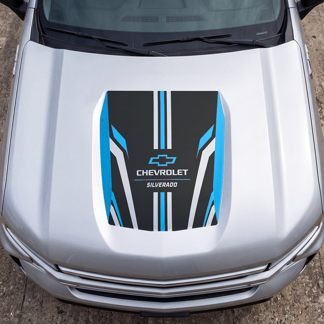 Hood Panel Decal/Sticker - Speed Graphic Decal Graphic Kit - For Chevrolet Silverado 2019-2024 - Premium Vinyl