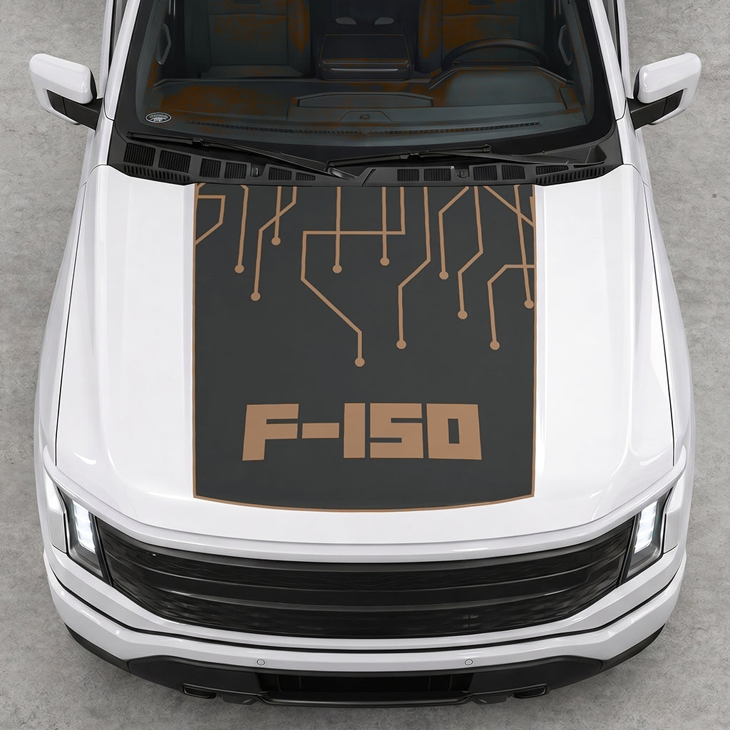 Hood Panel Decal/Sticker - F150 Electric Circuit Graphic Decal Graphic Kit - For FORD F-150 2015-2020 - Premium Vinyl