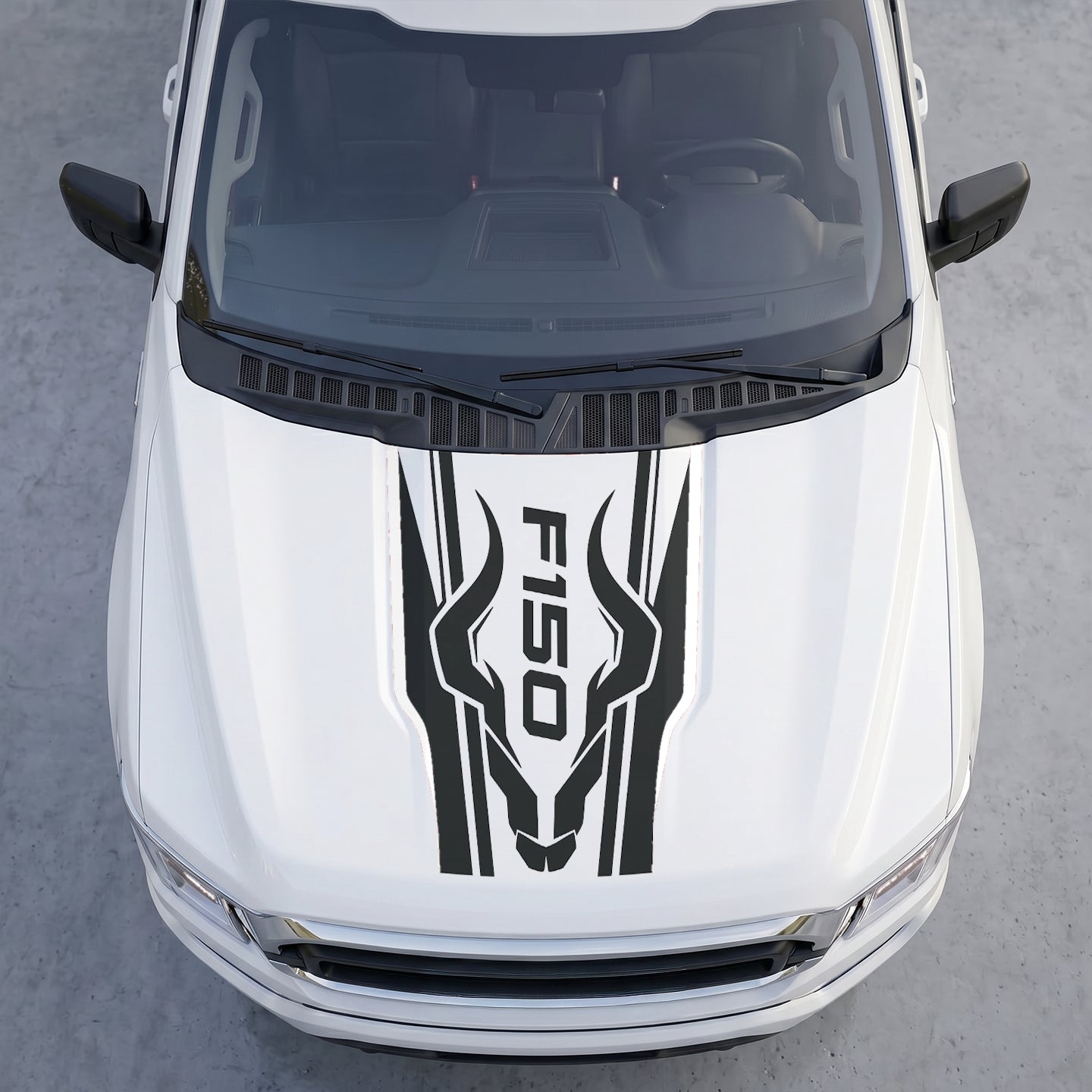 Hood Panel Decal/Sticker - Ram Horns Aggressive Hood Decal – Tribal Longhorn Graphic Vinyl Sticker Graphic Kit - For Ford F-150 F150 2015-2020 - Premium Vinyl