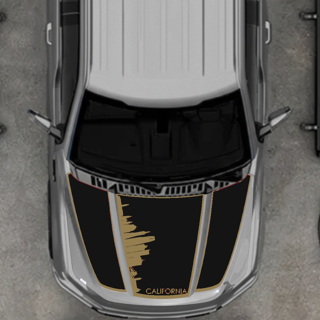 Hood Panel Decal/Sticker - California Skyline - Border Graphic Kit - For Ford F-150 2020-2026 - Premium Vinyl