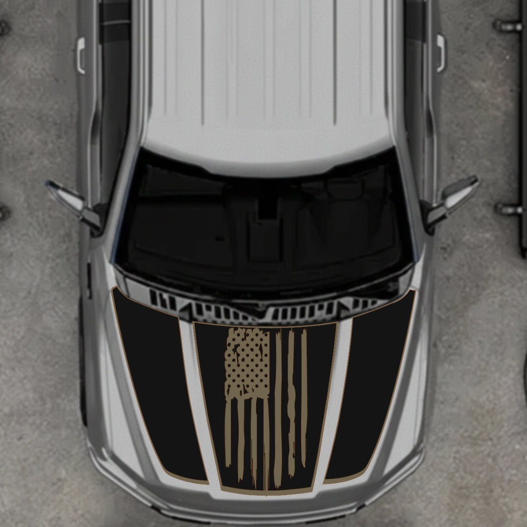 Hood Panel Decal/Sticker - USA Style 1 - Border Graphic Kit - For Ford F-150 2020-2026 - Premium Vinyl