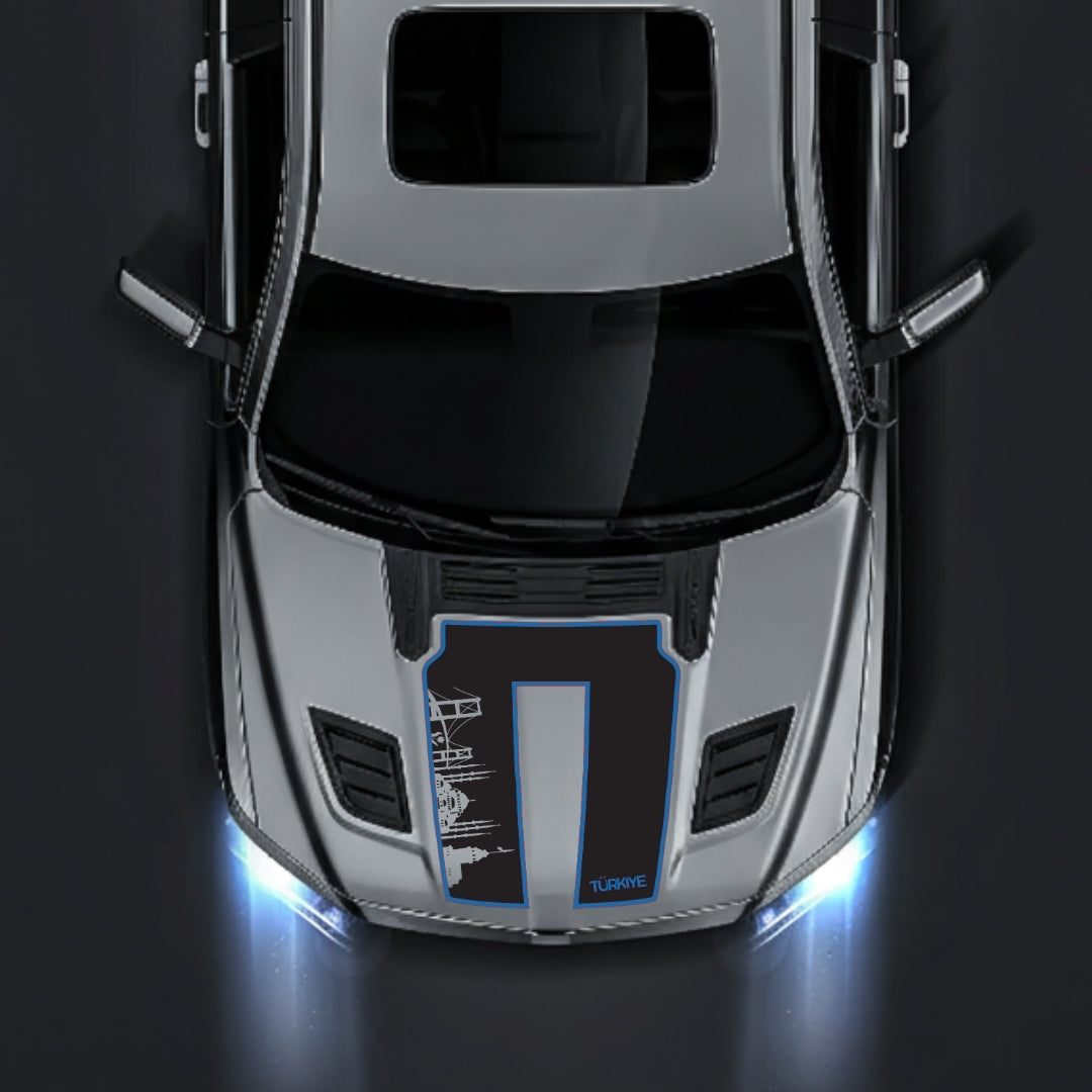 Hood Panel Decal/Sticker - Turkey Skyline - Cut - Border Graphic Kit - For Dodge RAM 1500 2019-2025 - Premium Vinyl