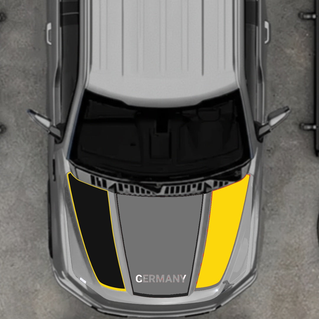 Hood Panel Decal/Sticker - Germany Flag Parts - Border Graphic Kit - For Ford F-150 2020-2026 - Premium Vinyl