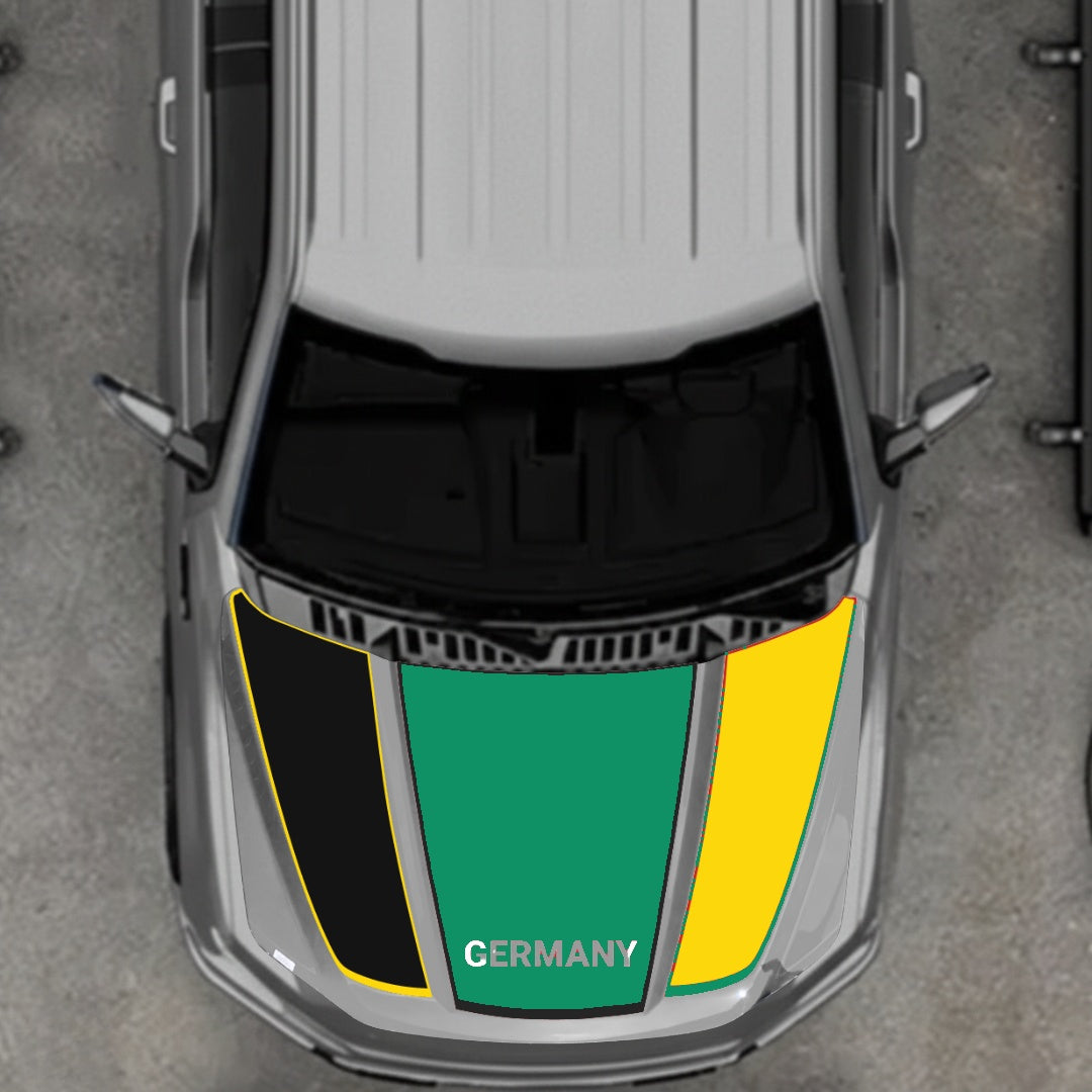 Hood Panel Decal/Sticker - Germany Flag Parts - Border Graphic Kit - For Ford F-150 2020-2026 - Premium Vinyl