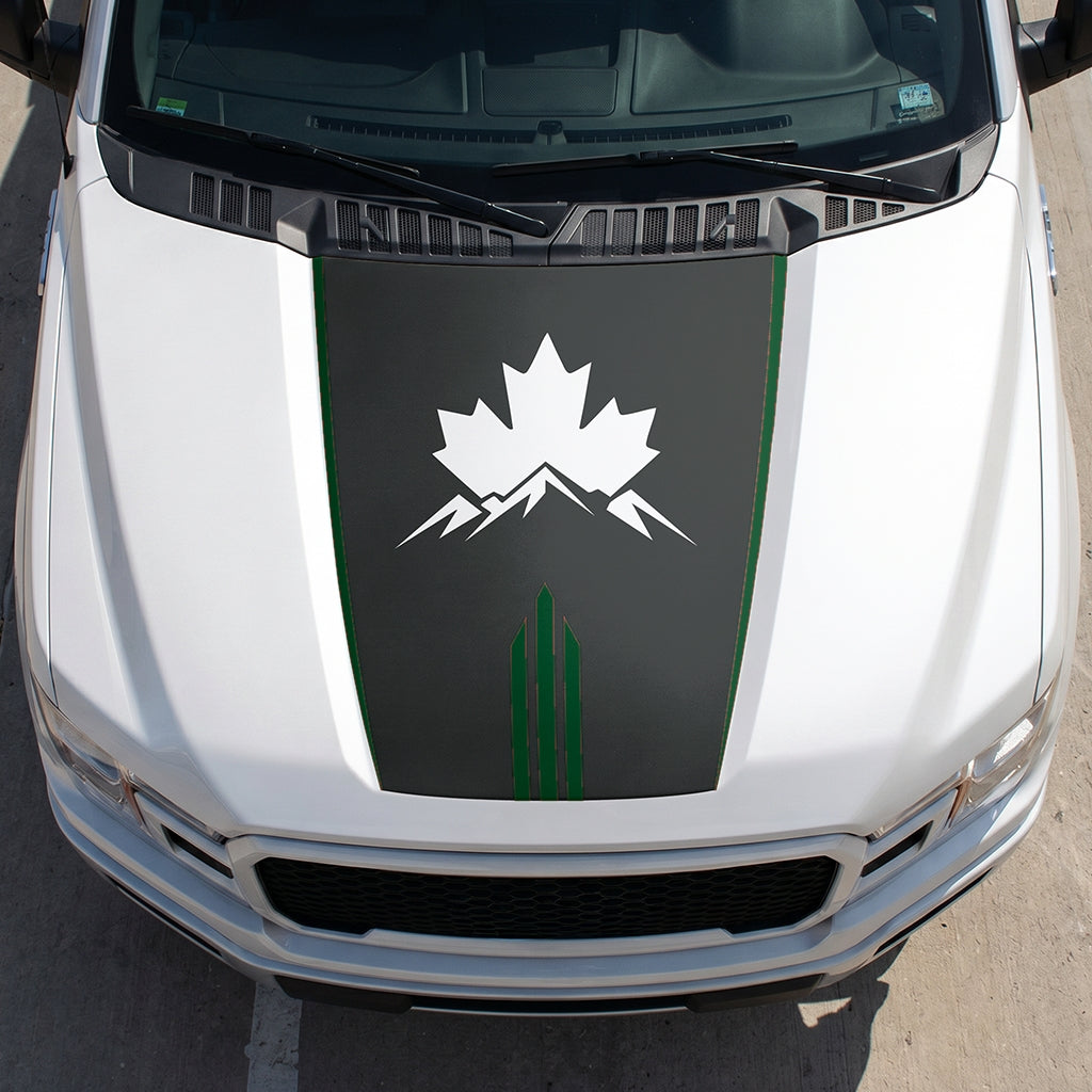 Hood Panel Decal/Sticker - Maple and Mountain Graphic Decal Graphic Kit - For Ford F-150 2015-2020 - Premium Vinyl