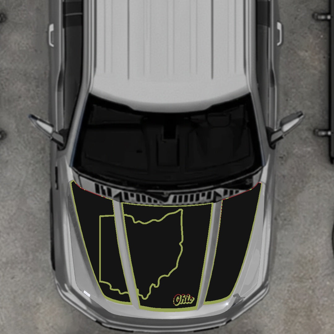 Hood Panel Decal/Sticker - Ohio - Border Graphic Kit - For Ford F-150 2020-2026 - Premium Vinyl