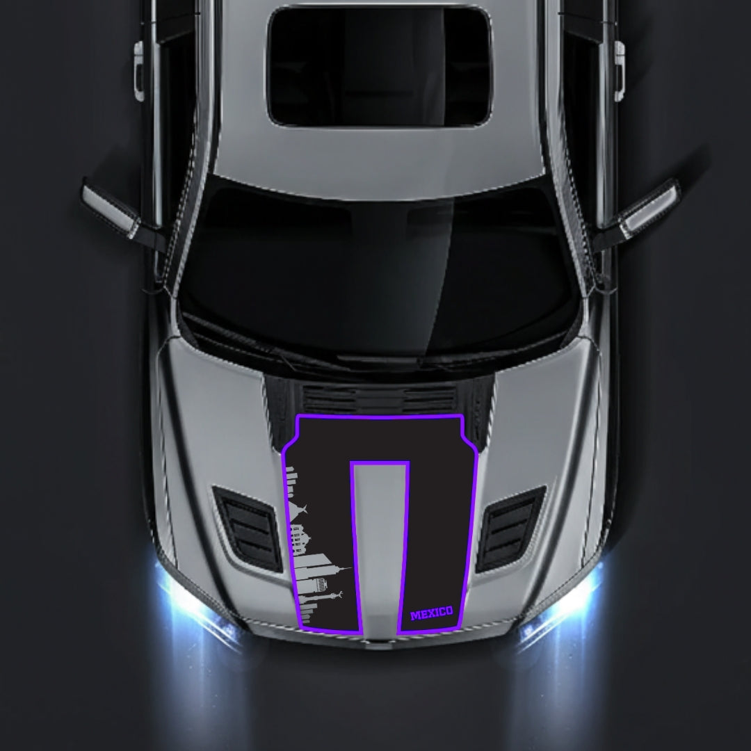 Performance Hood Panel Decal/Sticker - Mexico Skyline - Cut - Border Graphic Kit - For Dodge RAM 1500 2019-2025 - Premium Vinyl