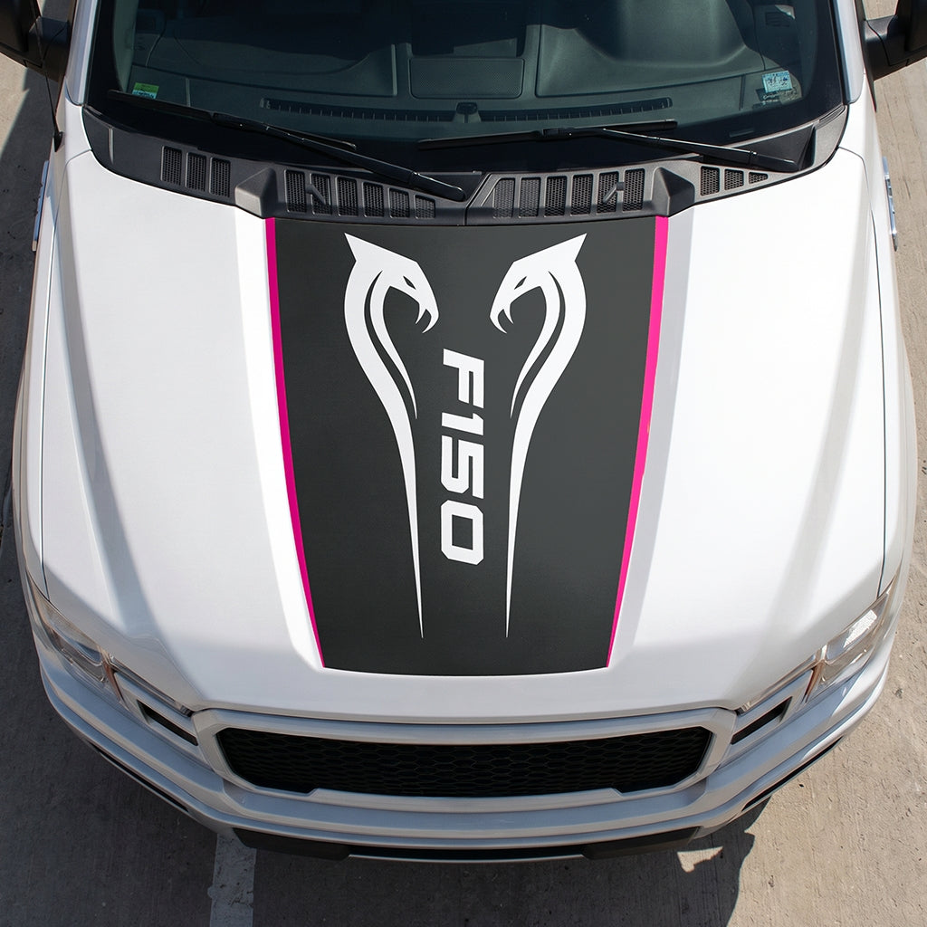 Hood Panel Decal/Sticker - Twin Cobra Graphic Decal Graphic Kit - For Ford F-150 2015-2020 - Premium Vinyl