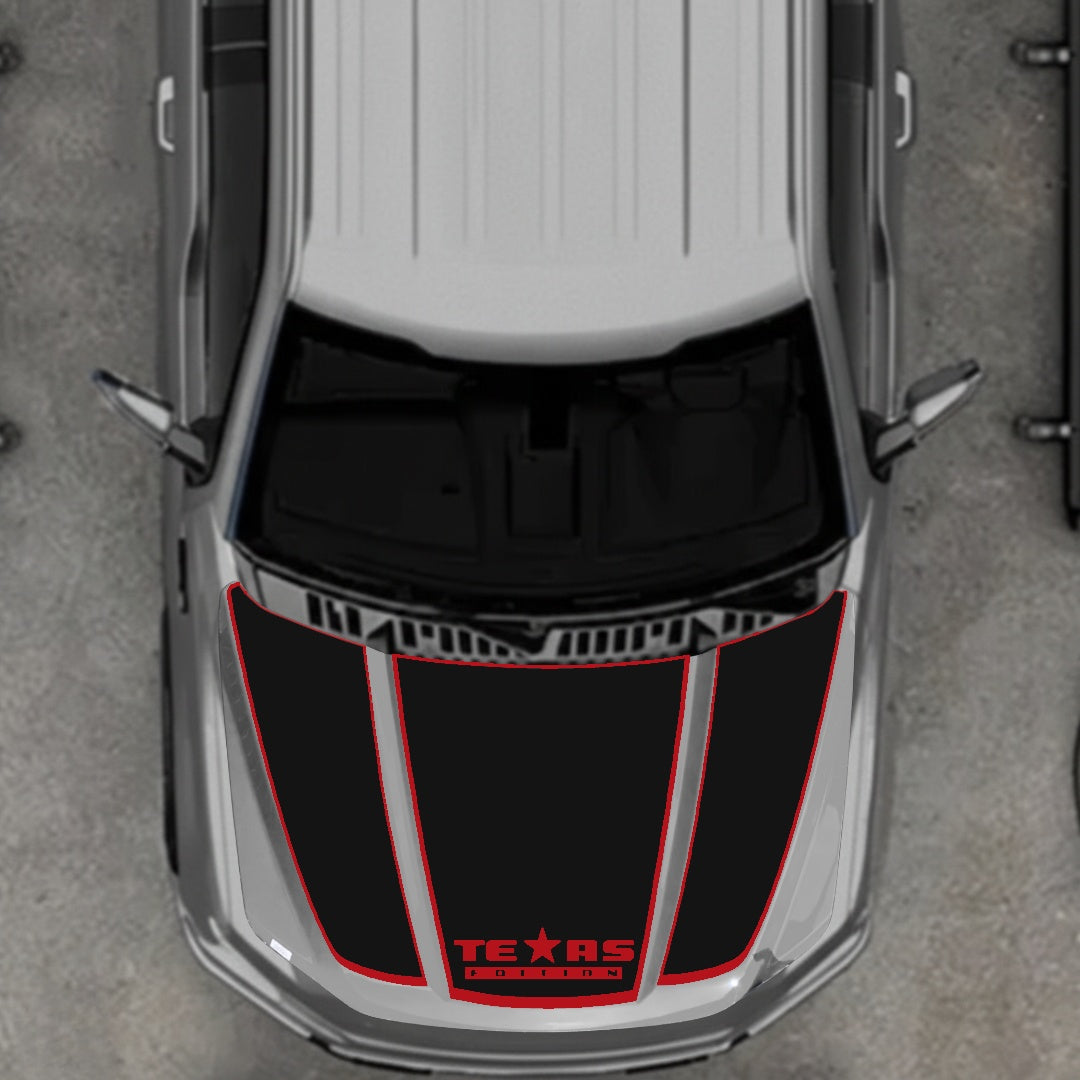 Hood Panel Decal/Sticker - Texas - Border Graphic Kit - For Ford F-150 2020-2026 - Premium Vinyl