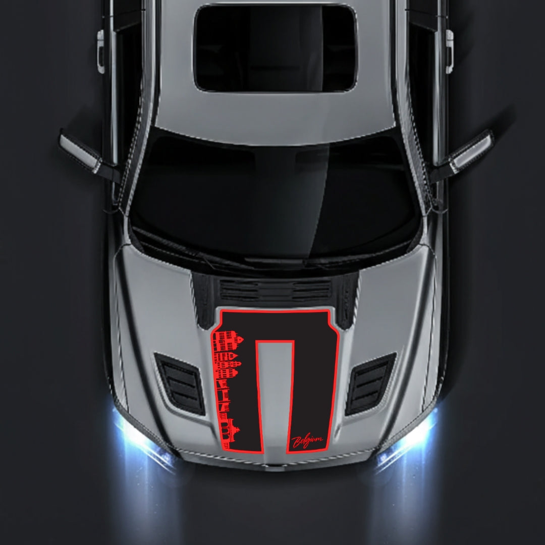 Hood Panel Decal/Sticker - Belgium Skyline - Border Graphic Kit - For Dodge RAM 1500 2019-2025 - Premium Vinyl