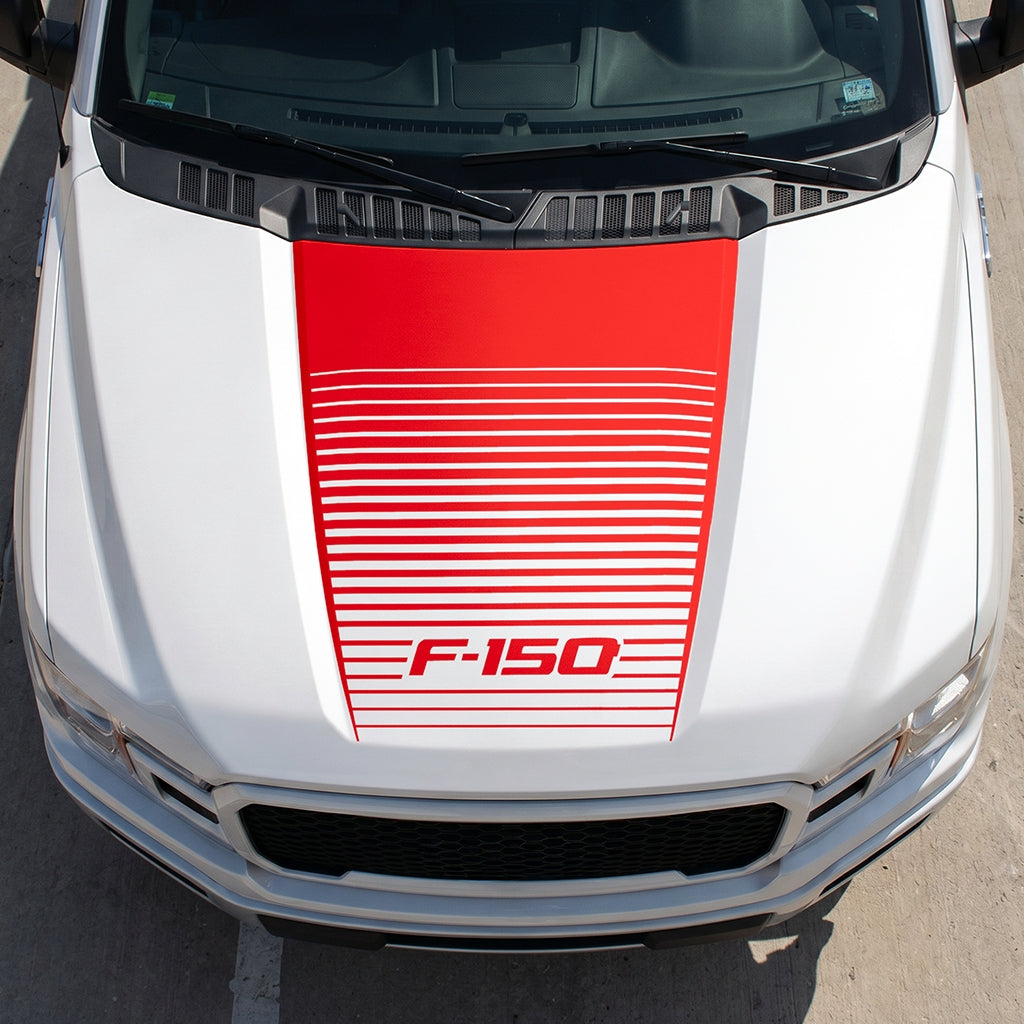 Hood Panel Decal/Sticker - Waves Graphic Decal Graphic Kit - For Ford F-150 2015-2020 - Premium Vinyl
